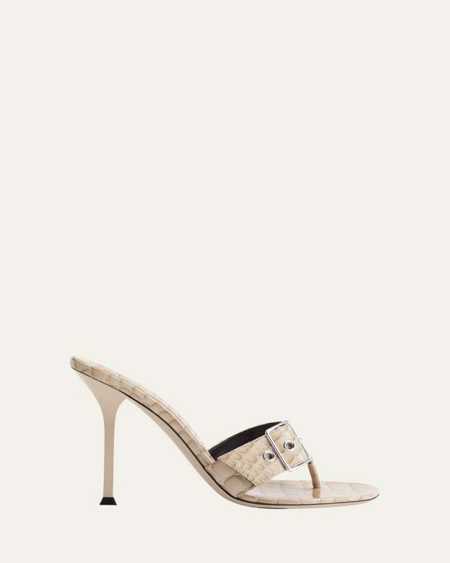 Helix Croco Buckle Thong Sandals